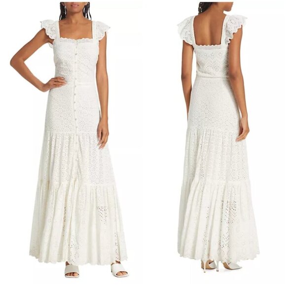 💕VERONICA BEARD💕 Aislin Broderie Anglaise Eyelet Cotton Maxi Dress White 6 NWT - Picture 8 of 16